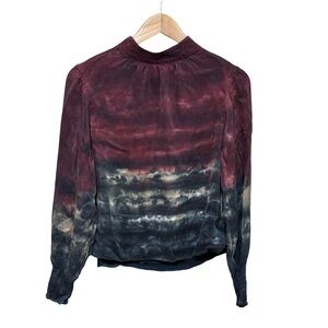 Elegant Tie-Dye Women's Top - Burgundy and Black